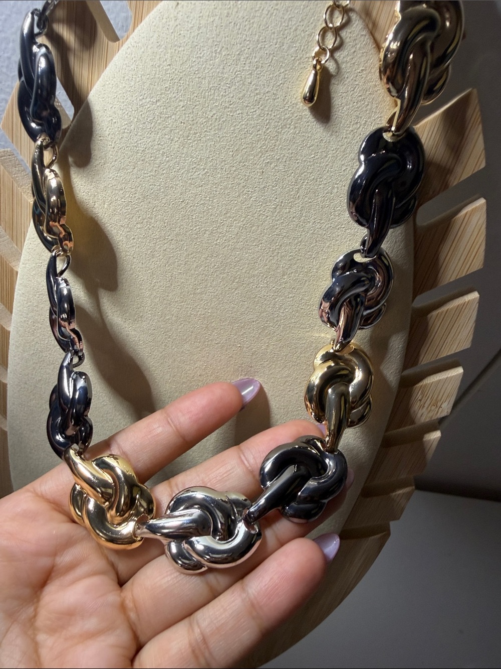 Black and Gold Link Statement Necklace